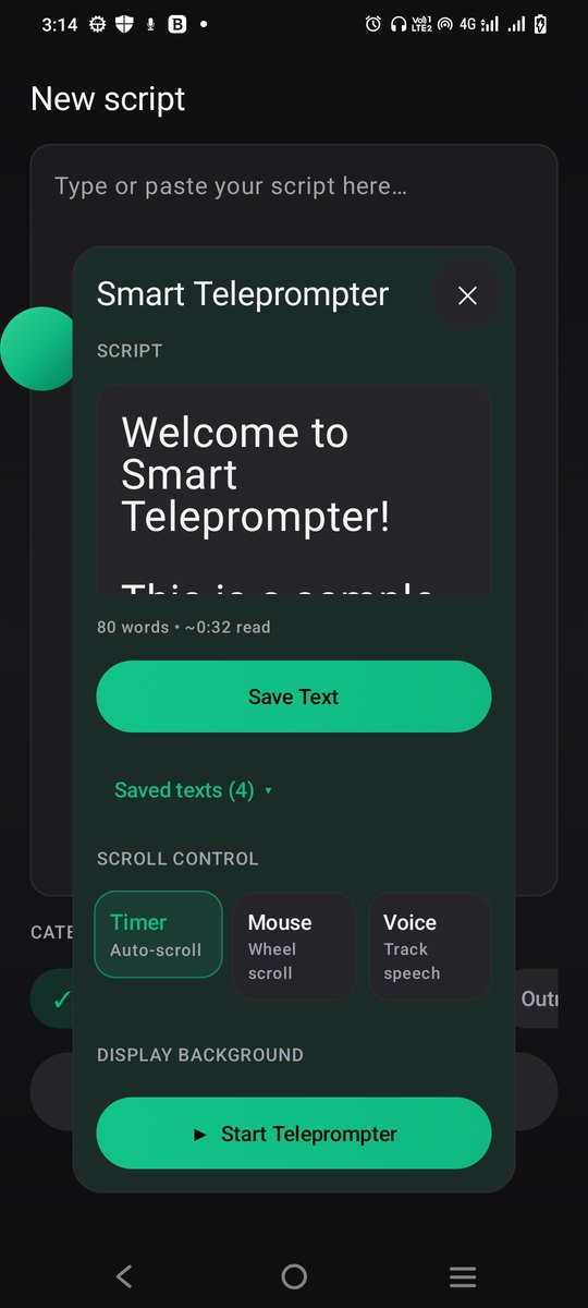 Floating panel with scroll control and display background options